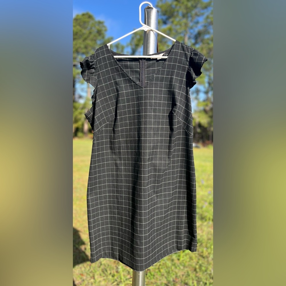 Elegant Black Checkered Dress
